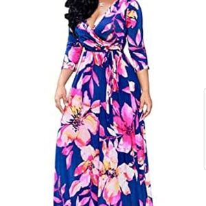 3/4 Sleeve Floral Printed Party dress